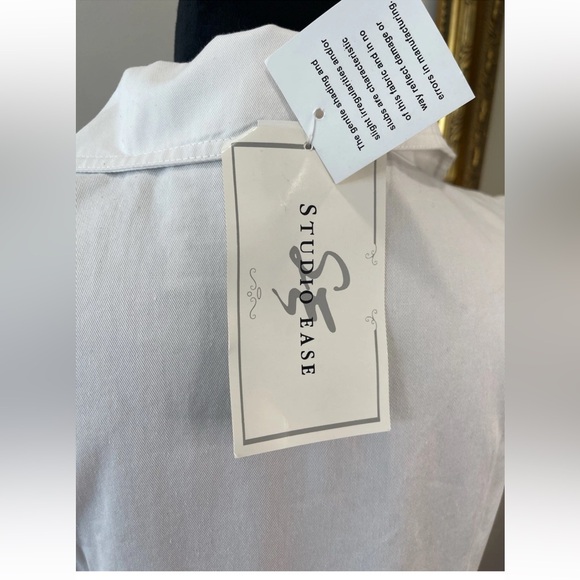 🆕Studio ease Y2K NWT ladies SZ 10 all cotton white sheath dress embroidered hem - Picture 6 of 16